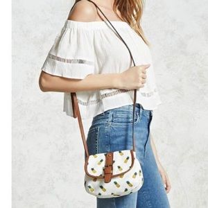 Canvas cross body pineapple print bag